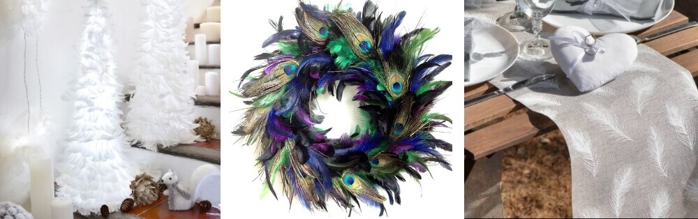 sapin,couronne et chemin de table plume